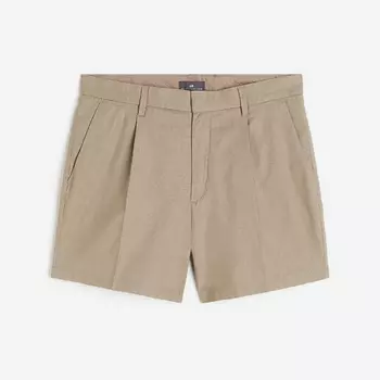 Шорты H&M Regular Fit Linen-blend Tailored-look, серо-коричневый