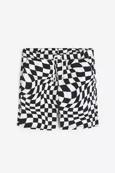 Шорты H&M Regular Fit с узором, черный/белый в клетку