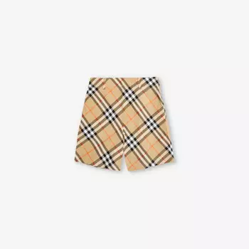 Шорты хлопковые в клетку Oscar 3-14 лет Burberry, желтый