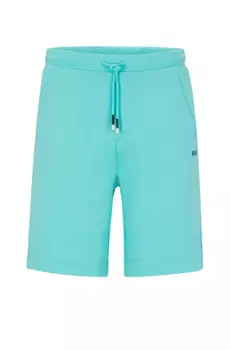 Шорты Hugo Boss Cotton-Blend Regular-Fit With Embroidered Logos, бирюзовый