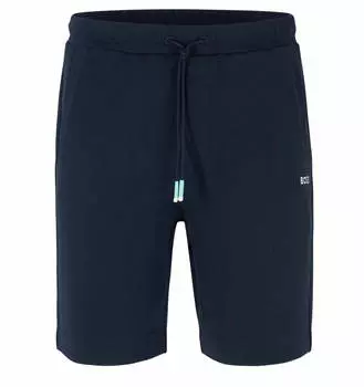 Шорты Hugo Boss Cotton-Blend Regular-Fit With Embroidered Logos, темно-синий