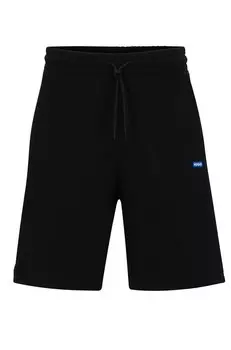 Шорты Hugo Cotton-terry With Blue Logo Patch, черный