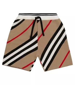 Шорты icon stripe из смесовой шерсти Burberry, бежевый