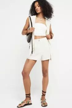 Шорты из 100% льна River Island, бежевый