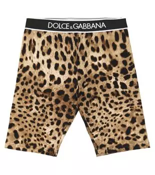 Шорты из эластичного хлопка с леопардовым принтом Dolce&Gabbana, коричневый