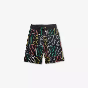 Шорты из эластичного хлопка с текстовым принтом и логотипом для 6–14 лет Moschino, черный