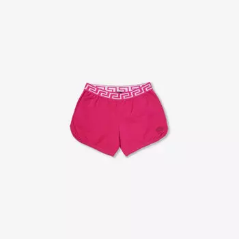 Шорты из эластичного хлопка с вышитым логотипом и резинкой на талии 8–14 лет Versace, фуксия