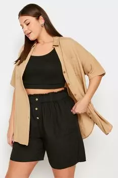 Шорты из бумажного пакета на пуговицах спереди Yours, черный