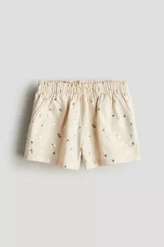 Шорты из бумажного пакета с узором H&M, бежевый