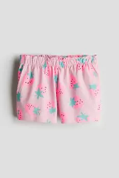 Шорты из бумажного пакета с узором H&M, розовый