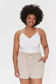 Шорты из бумажного пакета с завязками больших размеров Forever 21, хаки