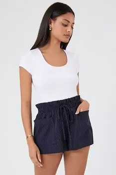 Шорты из бумажного пакета с завязками Forever 21, нави