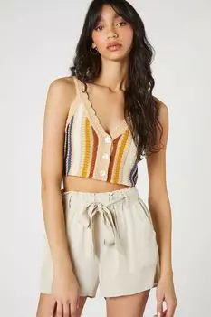 Шорты из бумажного пакета с завязками на талии Forever 21, натуральный