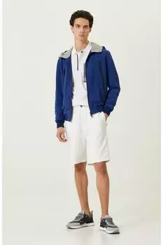 Шорты из чесаного хлопка цвета экрю с эластичной резинкой на талии Network, экрю