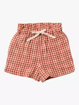 Шорты из чистого органического хлопка в детскую клетку Little Green Radicals, цвет Red/White