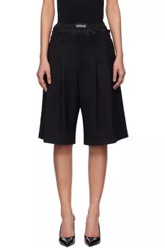 Шорты из чистой шерсти твил Marine Serre, черный