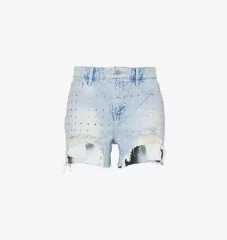 Шорты из денима Bombshell со стразами Good American, индиго