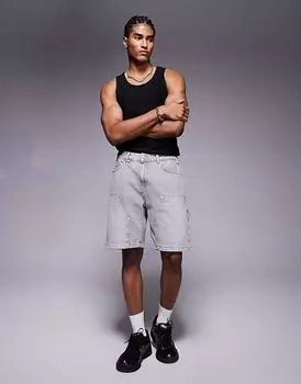 Шорты из денима Couture Club цвета стираный серый The Couture Club