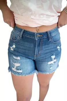 Шорты из денима с потертостями, темного цвета CELLO, цвет dark wash