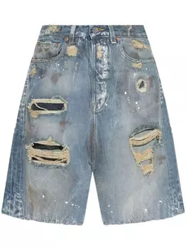 Шорты из денима с потертостями VETEMENTS, синий