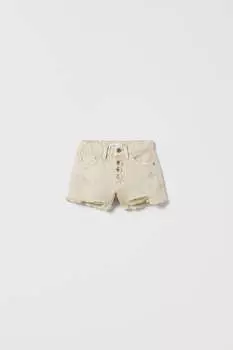 Шорты из денима с запахами Zara, бежевый
