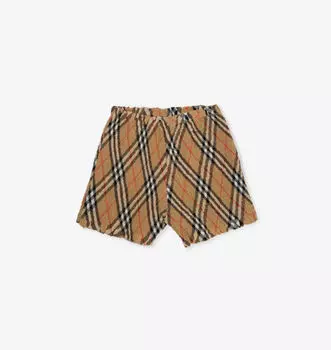 Шорты из хлопка с принтом в клетку, присборенные, 6-14 лет Burberry, желтый