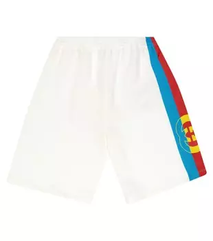 Шорты из хлопкового джерси с логотипом Gucci, белый