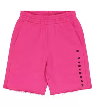 Шорты из хлопкового джерси с логотипом MM6 Maison Margiela, розовый