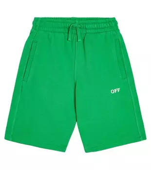 Шорты из хлопкового джерси с логотипом Off-White Kids, зеленый