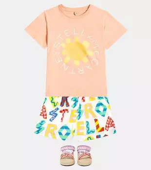 Шорты из хлопкового джерси с принтом Stella Rocks Stella Mccartney, мультиколор