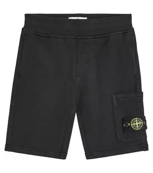 Шорты из хлопкового джерси Stone Island Junior, черный