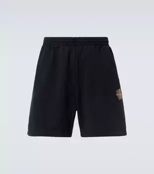 Шорты из хлопкового флиса с логотипом Balenciaga, Faded Black White
