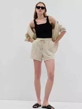 Шорты из хлопкового газа с эффектом морщин Gap, цвет light beige