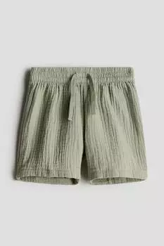 Шорты из хлопкового муслина H&M, зеленый