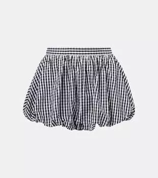 Шорты из хлопкового поплина в клетку с защипами Faithfull, Black Gingham