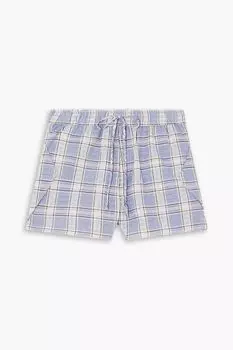 Шорты из хлопкового сирсакера в клетку GANNI, лавандовый