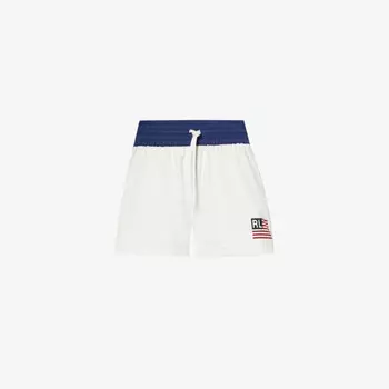 Шорты из хлопкового трикотажа с принтом-логотипом Polo Ralph Lauren, белый