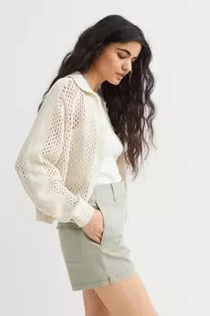 Шорты из хлопкового твила H&amp;M, светло-зеленый хаки