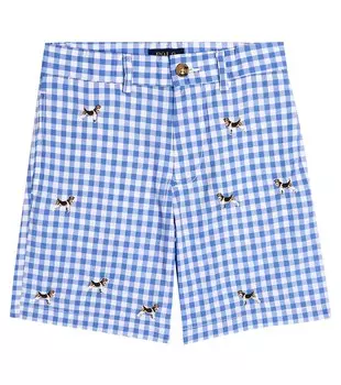 Шорты из хлопкового твила в мелкую клетку Polo Ralph Lauren, синий