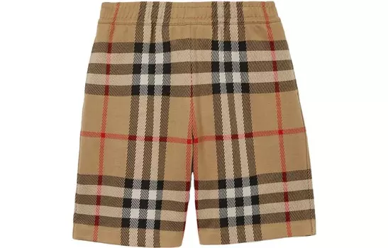 Шорты из хлопкового жаккарда в клетку Burberry, хаки