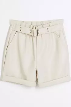 Шорты из искусственной кожи для девочек River Island, бежевый