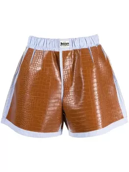 Шорты из искусственной кожи в технике пэчворк Natasha Zinko, коричневый