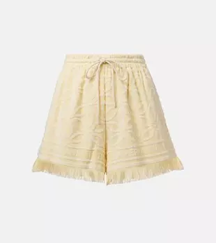 Шорты из кокосового хлопкового махрового полотна Zimmermann, Yellow/Cream