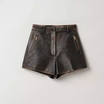 Шорты из кожи наппа Miu Miu, желтый