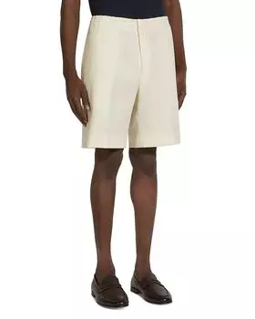 Шорты из льна с эластичной резинкой на талии, классический крой ZEGNA, белый