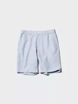 Шорты из льна в полоску Uniqlo, цвет 63 синий