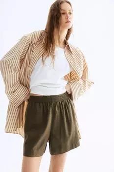 Шорты из льняной смеси H&M, зеленый