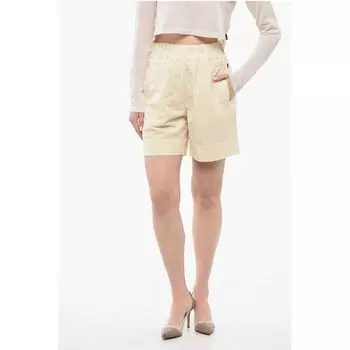 Шорты из льняной смеси с эластичным поясом Woolrich, Beige
