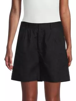 Шорты из льняной смеси с высокой посадкой Saks Fifth Avenue, черный