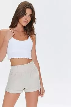 Шорты из льняной смеси со сборками Forever 21, коричневый